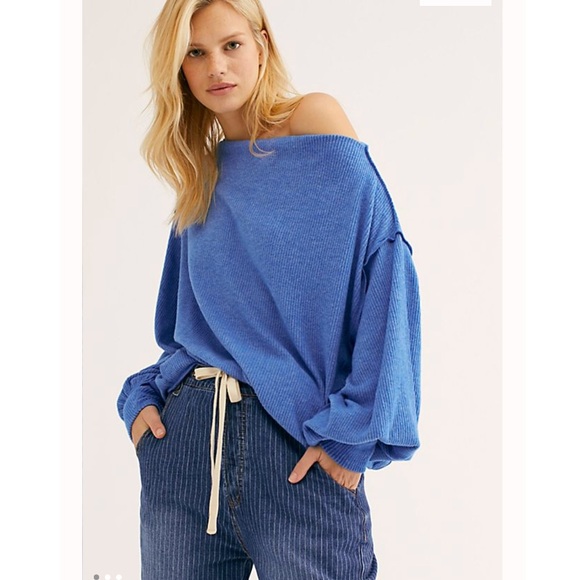 Free People Sweaters - Free People Main Squeeze Hacci Top in forever blue